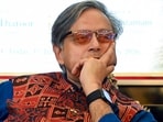 Congress MP Shashi Tharoor attends a two-day literary festival, 'A Royal Festival of Letters', held to honour the literary legacy of Princess Aswathi Thirunal Gouri Lakshmi Bayi of the Travancore Royal Family, in New Delhi on Friday.