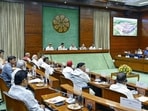  Union Minister of Minority Affairs & Parliamentary Affairs, Kiren Rijiju, holds a meeting with floor leaders of Political Parties at Parliament House, in New Delhi