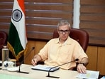 Jammu and Kashmir CM Omar Abdullah chairs a high-level meeting to review the situation due to incessant rains and assess preparedness across the state at Civil Secretariat, in Jammu on Sunday. (@CM_JnK X)