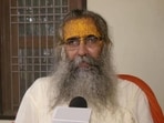 Mahant Dinendra Das speaks to the media in Ayodhya on Sunday. (ANI VIDEO GRAB)