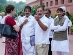 Leader of the Opposition in the Lok Sabha Rahul Gandhi, Congress MPs Priyanka Gandhi Vadra, KC Venugopal, Imran Masood and others during the Monsoon session of Parliament, in New Delhi, Monday, July 20, 2026.