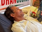 In this image received on July 13, climate activist Sonam Wangchuk is seen during his hunger strike at Cockroach Janata Party (CJP) Jantar Mantar protest demanding action over alleged irregularities in examinations