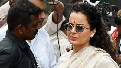 BJP MP Kangana Ranaut at Parliament House on the first day of the monsoon session in New Delhi on Monday. (Rahul Singh) BJP MP Kangana Ranaut at Parliament House on the first day of the monsoon session in New Delhi on Monday. (Rahul Singh)