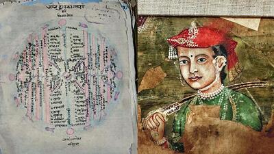 Among the finds: a map (left), a painting of the Queen of Jhansi.