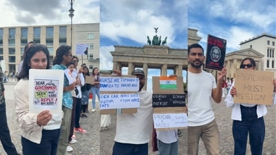 The demonstration appeared to take place near Berlin’s iconic Brandenburg Gate. (Instagram/@theregoespayal) The demonstration appeared to take place near Berlin’s iconic Brandenburg Gate. (Instagram/@theregoespayal)