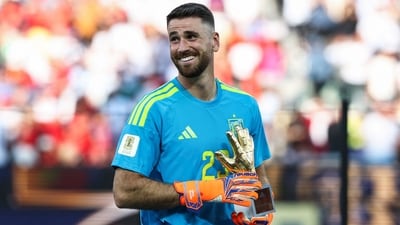 Spain's goalkeeper Unai Simon won the Golden Glove Award during the award ceremony of the 2026 World Cup football tournament final match between Spain and Argentina at the New York/New Jersey Stadium in East Rutherford. Spain conceded just one goal in eight matches in the World Cup. (AFP) Spain's goalkeeper Unai Simon won the Golden Glove Award during the award ceremony of the 2026 World Cup football tournament final match between Spain and Argentina at the New York/New Jersey Stadium in East Rutherford. Spain conceded just one goal in eight matches in the World Cup. (AFP)