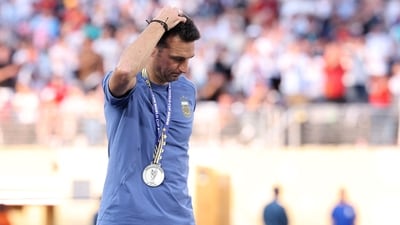 Lionel Scaloni, Head Coach of Argentina, reacts after receiving his runner-up medal during the FIFA World Cup 2026 Final match (Getty Images via AFP)