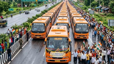 পশ্চিমবঙ্গ থেকে ৩,০০০ ভলভো বাস চালু করার প্রতিশ্রুতি দেওয়া হল। (ছবিটি প্রতীকী, সৌজন্যে ন্যানো ব্যানানা দিয়ে তৈরি) পশ্চিমবঙ্গ থেকে ৩,০০০ ভলভো বাস চালু করার প্রতিশ্রুতি দেওয়া হল। (ছবিটি প্রতীকী, সৌজন্যে ন্যানো ব্যানানা দিয়ে তৈরি)