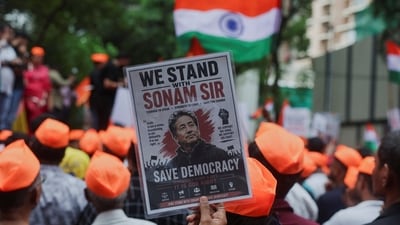 A junior resident at Bahraich hospital was suspended after organising a solo march in support of social activist Sonam Wangchuk. (Reuters)
