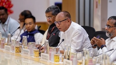 On Friday, Singh attended a day-long mandal level political workers' conference at Lilong constituency in Thoubal district in the presence of legislators, senior leaders and party workers. (File Photo/ @NITIAayog)
