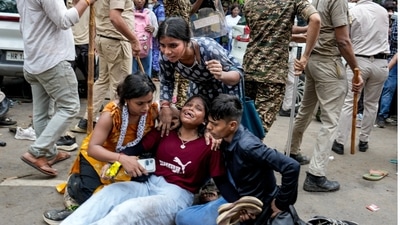 Supporters of the Cockroach Janata Party (CJP) during a protest march at Sansad Marg in New Delhi on Monday, July 20, 2026. (PTI) Supporters of the Cockroach Janata Party (CJP) during a protest march at Sansad Marg in New Delhi on Monday, July 20, 2026. (PTI)