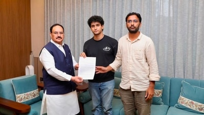 CJP spokespersons Saurav Das and Ashutosh Ranka met union minister JP Nadda. (X/@SauravDassss) CJP spokespersons Saurav Das and Ashutosh Ranka met union minister JP Nadda. (X/@SauravDassss)