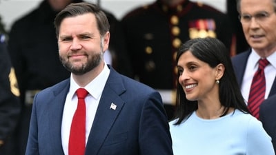 US Vice President JD Vance with Second Lady Usha Vance. The couple announced the birth of their fourth child. (AFP)