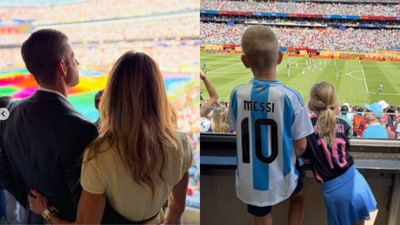Lara Trump also shared a series of photos from the FIFA World Cup final on Instagram, featuring her husband, Eric Trump, and their children. And Luke and Carolina were seen wearing T-shirts with Lionel Messi's name. She captioned the post, “What a blast!!!” (Instagram/ @laraleatrump) Lara Trump also shared a series of photos from the FIFA World Cup final on Instagram, featuring her husband, Eric Trump, and their children. And Luke and Carolina were seen wearing T-shirts with Lionel Messi's name. She captioned the post, “What a blast!!!” (Instagram/ @laraleatrump)