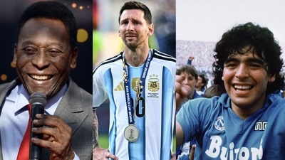 Pele, Lionel Messi and Maradona. (AFP) Pele, Lionel Messi and Maradona. (AFP)