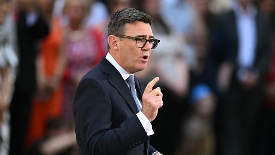 Britain's new Prime Minister Andy Burnham gives his first speech in front of 10 Downing Street in central London on July 20, 2026, after being asked by the king to form the next government. (Photo by Oli SCARFF / AFP)