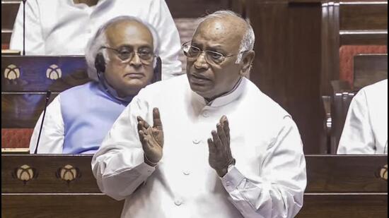 Mallikarjun Kharge, the leader of the Opposition in the Rajya Sabha. (PTI)