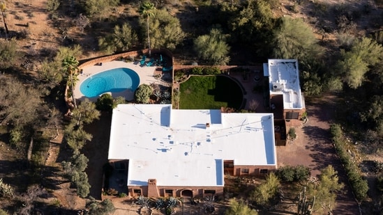 An aerial view of the home of Nancy Guthrie, the missing mother of "Today" show host Savannah Guthrie, in Tucson, Arizona.