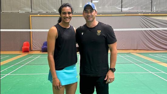 PV Sindhu (L) with Wayne Lombard. (HT)