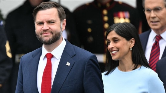 US Vice President JD Vance with Second Lady Usha Vance. The couple announced the birth of their fourth child.