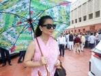 BJP MP Kangana Ranaut at the Parliament premises during the Monsoon Session, in New Delhi on Tuesday. (ANI Photo/Naveen Sharma)