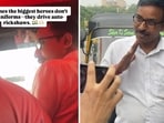 The auto driver in conversation with CJP protestors.