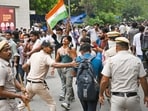 Delhi Police carry out a mild lathi-charge to disperse supporters of the Cockroach Janta Party (CJP) after they gather in large numbers and breach security barricades near Parliament House.