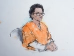 In this courtroom sketch, David Anthony Burke, who is known as D4vd, is seen in court Tuesday, July 21, in Los Angeles. (Bill Robles via AP)(AP Photo/Bill Robles)