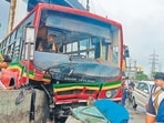 Mumbai, India. July 20, 2026 - A 65-year-old man lost his life, and 10 others were injured after a Brihanmumbai Electric Supply and Transport (BEST) bus rammed into the Mankhurd flyover divider on the Sion-Panvel Highway on Monday morning. Mumbai, India. July 20, 2026. (Photo by HT Photo) (Raju Shinde)