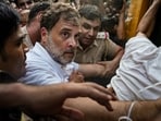 Police detain Leader of Opposition in the Lok Sabha Rahul Gandhi during a sit-in protest near the Prime Minister's residence in New Delhi on Tuesday, July 21, 2026.