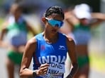 Priyanka Goswami competes in the Women’s 20km walk on day one of the World Athletics Championships Oregon22 at Hayward Field on July 15, 2022 in Eugene, Oregon. (Getty Images)