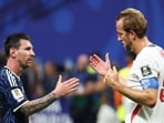 Lionel Messi and Harry Kane shake hands after the 2026 World Cup semi-final.(AFP)