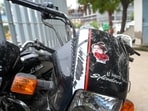 The incident took place around 12.45pm while they were returning from Sadarpur, Sector 45, towards Sector 96 and their bike hit the divider. (Sunil Ghosh/HT Photo)