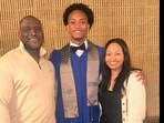 Nolan Wells with his parents Christine Wonsley and Elmore Wonsley.