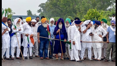 A large number of farmers from Ambala and Kurukshetra who attempted to reach Delhi were detained by the police at various locations in Kurukshetra. (PTI) A large number of farmers from Ambala and Kurukshetra who attempted to reach Delhi were detained by the police at various locations in Kurukshetra. (PTI)