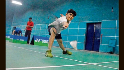 A player in action during the district badminton championship at Shastri Badminton Hall in Ludhiana on Tuesday. (Manish/HT) A player in action during the district badminton championship at Shastri Badminton Hall in Ludhiana on Tuesday. (Manish/HT)