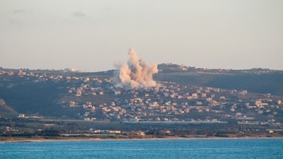 This photograph taken from the southern Lebanese area of Tyre shows smoke as it rises from the site of an Israeli airstrike that targeted the village Majdelzoun on May 6, 2026. (AFP FILE) This photograph taken from the southern Lebanese area of Tyre shows smoke as it rises from the site of an Israeli airstrike that targeted the village Majdelzoun on May 6, 2026. (AFP FILE)