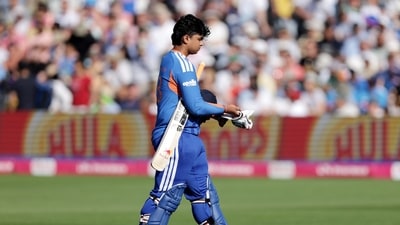 India's Vaibhav Sooryavanshi leaves the field. (AP)