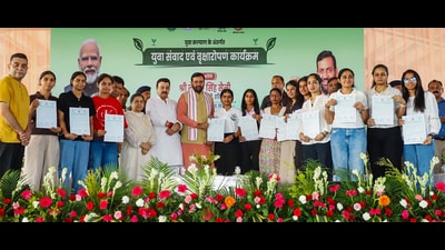 Highlighting the state’s green initiatives, Saini said Haryana is providing an annual assistance of ₹3,000 per tree under the Pran Vayu Devta Pension Scheme for trees older than 75 years. (@NayabSainiBJP X) Highlighting the state’s green initiatives, Saini said Haryana is providing an annual assistance of ₹3,000 per tree under the Pran Vayu Devta Pension Scheme for trees older than 75 years. (@NayabSainiBJP X)