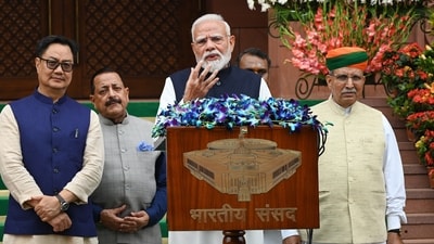 Prime Minister Narendra Modi addressed India's milestones on the national and international stage in his speech ahead of the monsoon session of Parliament. (HT Image/Ajay Agarwal)