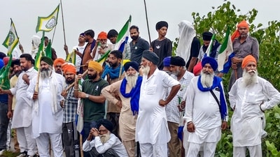 Farmers from various organisations march towards Delhi to participate in the Kisan Mahapanchayat against the proposed India-US trade deal, at the Shambhu Border, in Ambala district, Haryana, Tuesday, July 21, 2026. (PTI) Farmers from various organisations march towards Delhi to participate in the Kisan Mahapanchayat against the proposed India-US trade deal, at the Shambhu Border, in Ambala district, Haryana, Tuesday, July 21, 2026. (PTI)