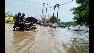 Sewage discharge from areas around Ramgarh village and severe waterlogging continue to affect nearby residential pockets during rains. (Parveen Kumar/HT) Sewage discharge from areas around Ramgarh village and severe waterlogging continue to affect nearby residential pockets during rains. (Parveen Kumar/HT)