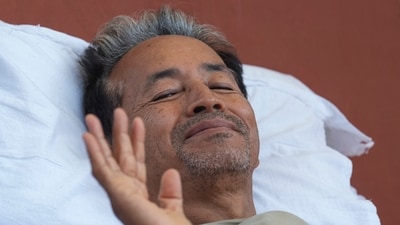 Activist Sonam Wangchuk during his hunger strike against alleged irregularities in NEET and other exams, at Jantar Mantar in New Delhi (PTI) Activist Sonam Wangchuk during his hunger strike against alleged irregularities in NEET and other exams, at Jantar Mantar in New Delhi (PTI)