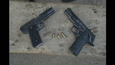 The seized firearms.