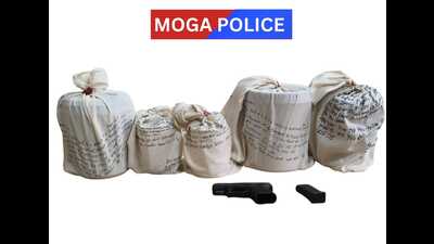 The seized items with the Moga police. The seized items with the Moga police.