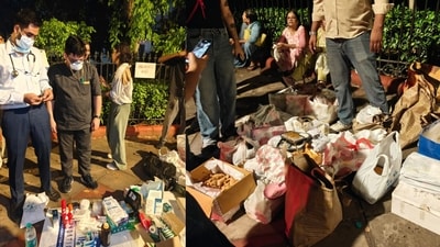 Pictures show piles of food packages and orders at Jantar Mantar, which are sent in by people from all over the country. (Jijnasa Sinha/HT)