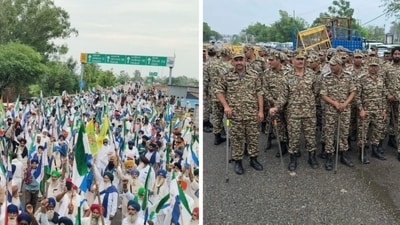 Farmers gather at Shambhu Border (Punjab-Haryana border) ahead of their scheduled march to Delhi today.