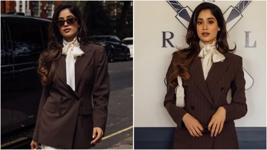 Janhvi Kapoor embraces corporate-core trend with chic Ralph Lauren ensemble.