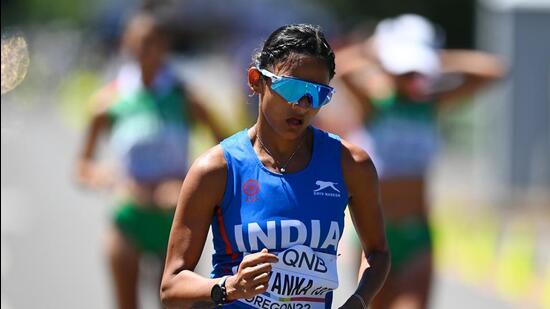 Priyanka Goswami competes in the Women’s 20km walk on day one of the World Athletics Championships Oregon22 at Hayward Field on July 15, 2022 in Eugene, Oregon. (Getty Images)
