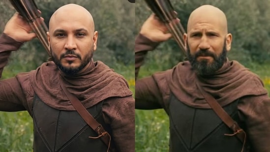 AI imagined singer B Praak as Menelaus, the king of Sparta and Helen's husband. In the film, it is played by Jon Bernthal. Some internet users found this to be an “outstanding cast” and urged Christopher Nolan to make a Bollywood version.(Instagram/@mr.hellrender)